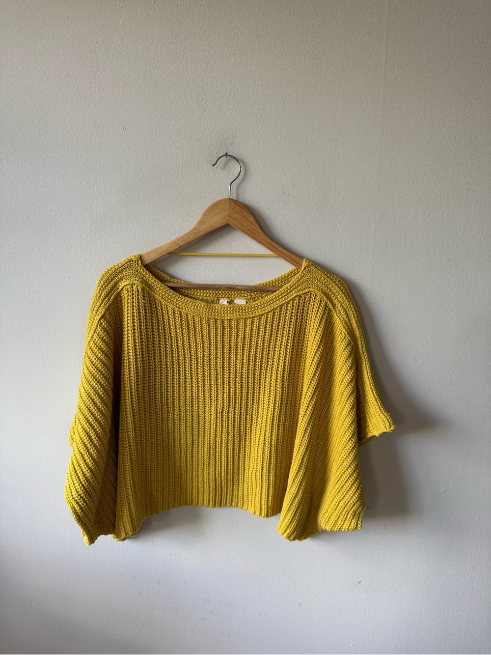 Anthropologie Moth Bright Mustard Knit Poncho Sweater Top - Picture 6 of 10